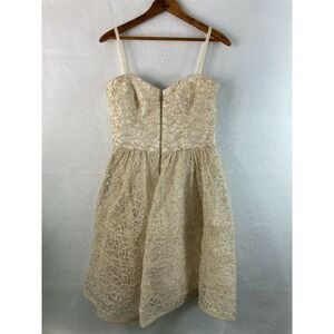 Betsey Johnson Dress 8 Gold Sequined Sleeveless Zipper Front Party Cocktail